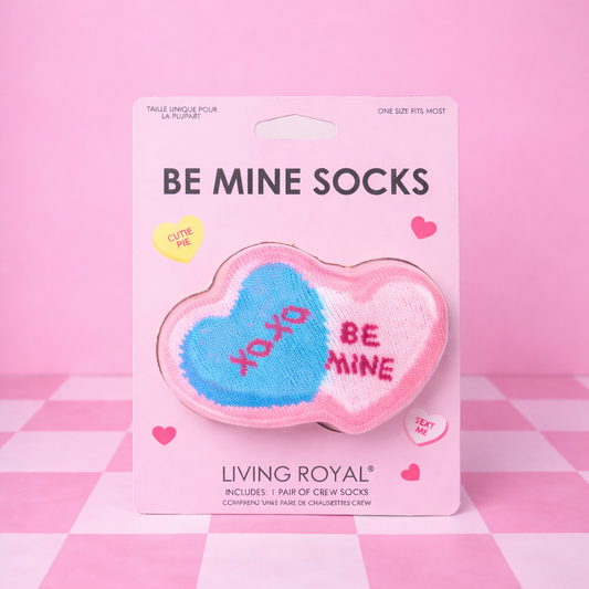 3D Packaged Crew Socks - Candy Hearts - "Be Mine" - Pink