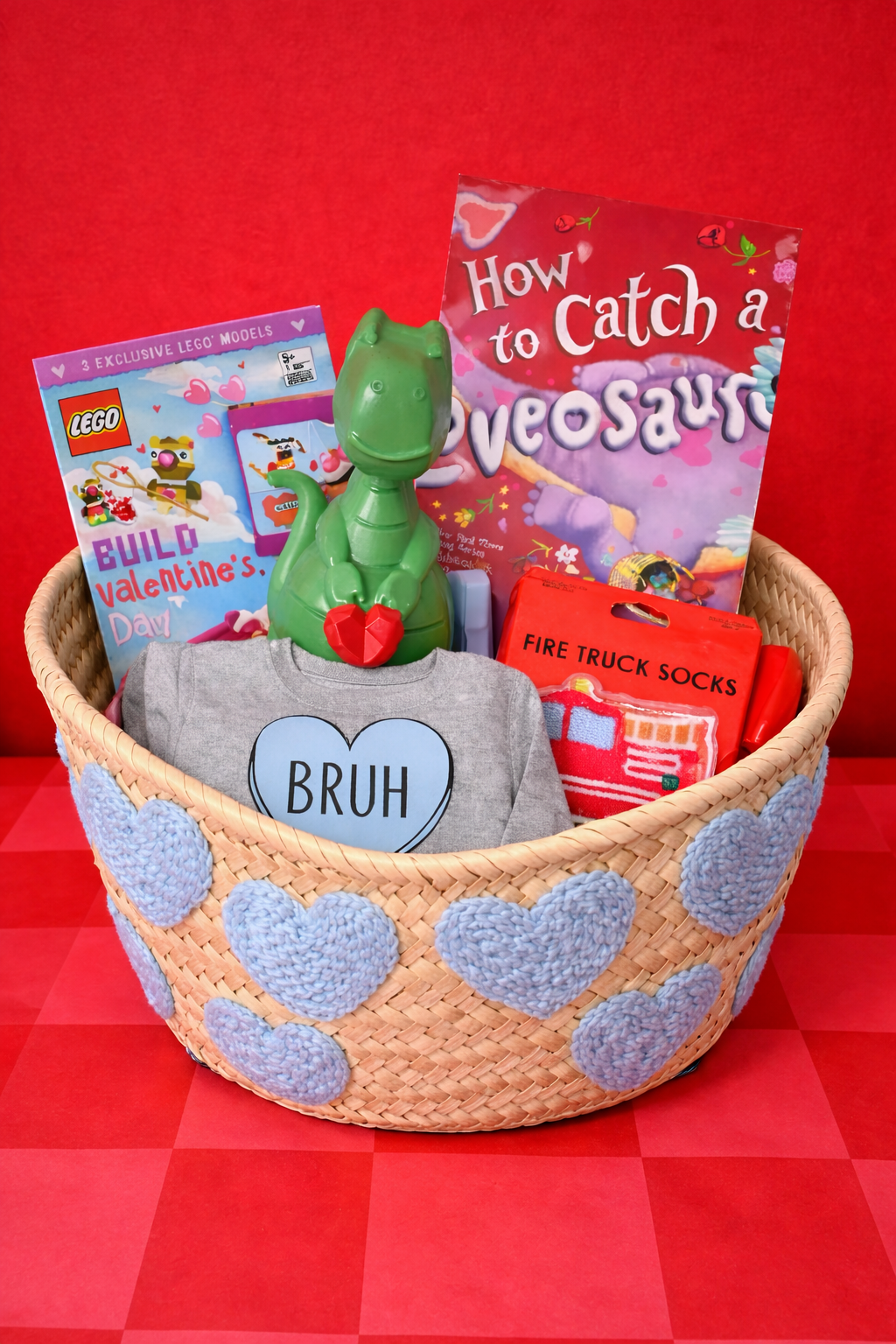 Boys Valentines Heart Basket