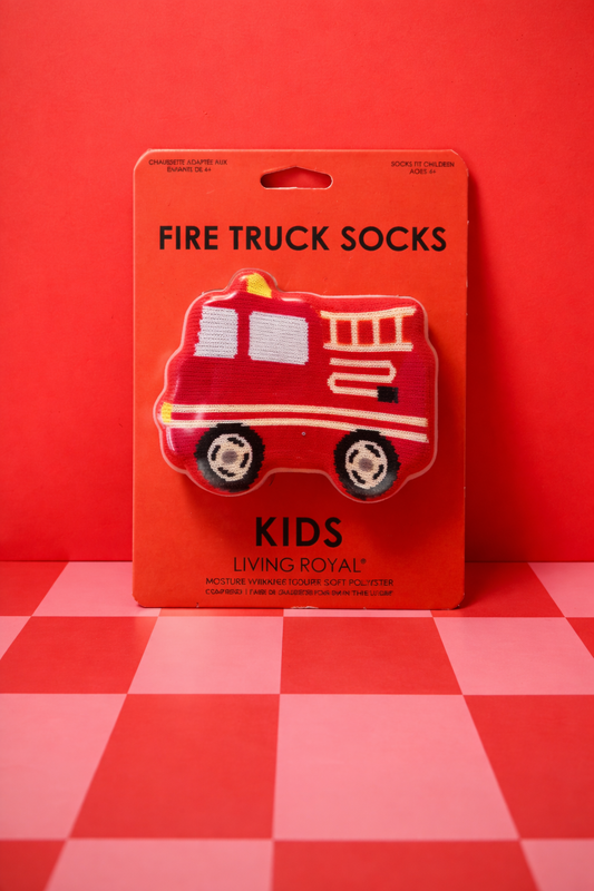 3D Packaged Crew Socks - Kids - Fire Truck - Red