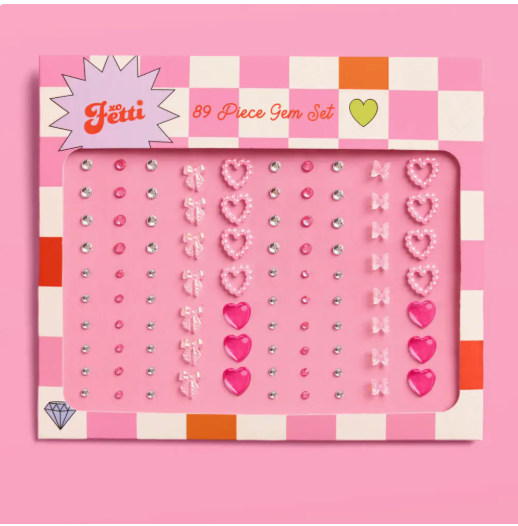 Bow and Heart Face Gems | Pink Pearls, Crystal Stickers
